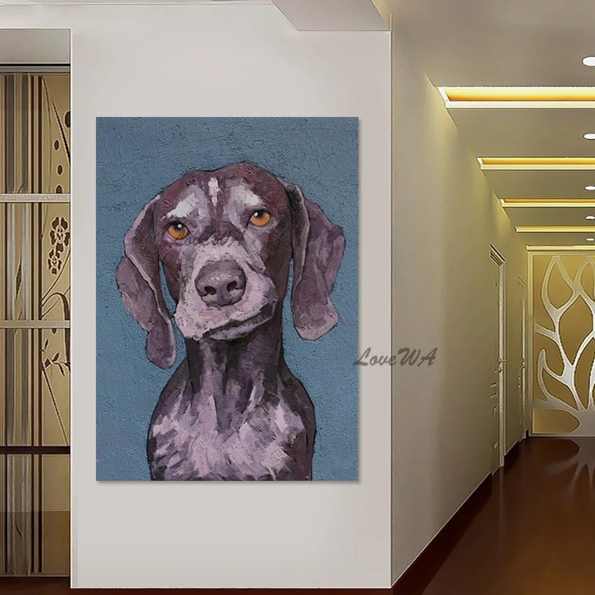3d Dog Oil Paintings, Frameless, Canvas Animal Abstract Hand Drawing, Picture For Living Room, Acrylic Design Art Decoration